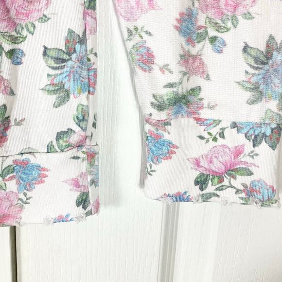 NWOT LOVESHACKFANCY Hoodie Sweatshirt S”Kirby”Floral Pink Oversize DistressedHem - Picture 9 of 16